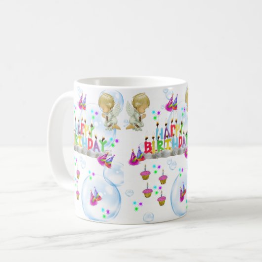 Twin Angels Tasse Happy Birthday Tasse (Vorderseite Links)
