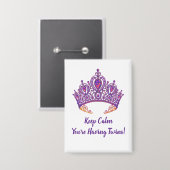 Twin Announction Button mit Lila Krone (Vorderseite/Rückseite)