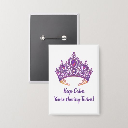 Twin Announction Button mit Lila Krone (Vorderseite/Rückseite)