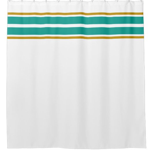 Twin Aqua Aquamarine Spitzenreitstreifen auf weiß Duschvorhang (Vorderseite)