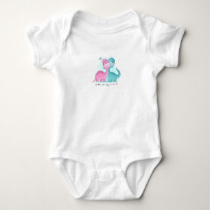 Twin Aqua und Pink Dinosaurier Baby Strampler