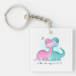 Twin Aqua und Pink Dinosaurier Schlüsselanhänger