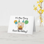 Twin Babies 1st Birthday Tshirts und Geschenke Karte (Gelbe Blume)