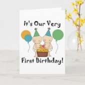 Twin Babies 1st Birthday Tshirts und Geschenke Karte (Gelbe Blume)