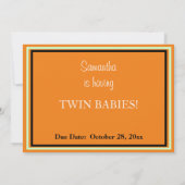 Twin Babies Orange Pumpkin Baby Dusche Einladung (Rückseite)