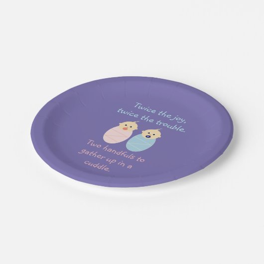 Twin Babies = Zweimal das Joy Gedicht Pappteller (Schrägansicht)