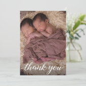 Twin Baby Birth Ankündigung Vielen Dank (Stehend Vorderseite)