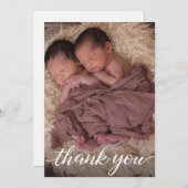 Twin Baby Birth Ankündigung Vielen Dank (Vorne/Hinten)