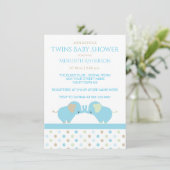 Twin Baby Boy Elephants Baby Shower Einladungen (Stehend Vorderseite)