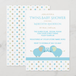 Twin Baby Boy Elephants Baby Shower Einladungen