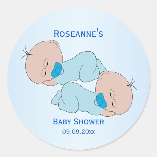 Twin Baby Boys Babydusche Runder Aufkleber (Vorderseite)