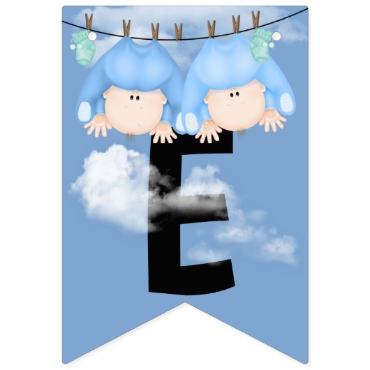 Twin Baby Boys Babydusche Wimpelkette (Dritte Fahne)
