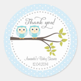 Twin Baby Boys Owls Baby Shockaufkleber Runder Aufkleber
