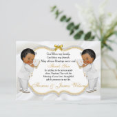 Twin Baby Boys Taufe Gold Cross Vielen Dank Dankeskarte (Stehend Vorderseite)