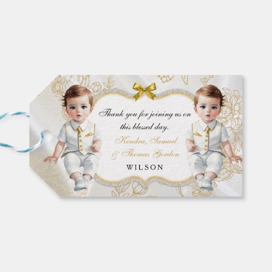 Twin Baby Boys Taufe Kommunion Bible Cross Geschenkanhänger (Rückseite Horizontal)