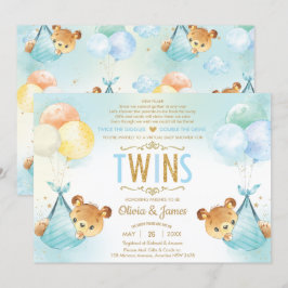 Twin Baby Boys Teddy Bears Baby Dusche by Mail Einladung