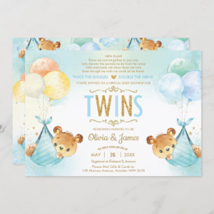Twin Baby Boys Teddy Bears Baby Dusche by Mail Einladung