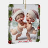 Twin Baby Christmas Fairies Keramikornament (Rechts)