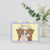 Twin Baby danke Postkarte (Stehend Vorderseite)