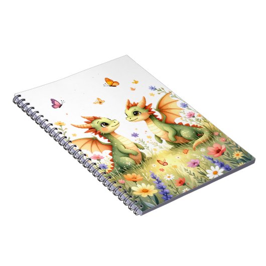 Twin Baby Dragons Fantasy-Notebook Notizblock (Rechte Seite)