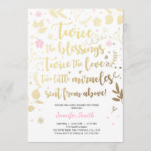 Twin Baby Dusche Einladung Gold Pink Girl Dusche