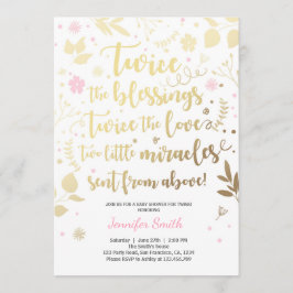 Twin Baby Dusche Einladung Gold Pink Girl Dusche