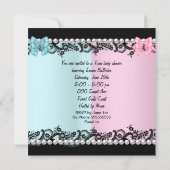 Twin Baby Dusche Niedlich Girl Pink Boy Blue Zebra Einladung (Rückseite)