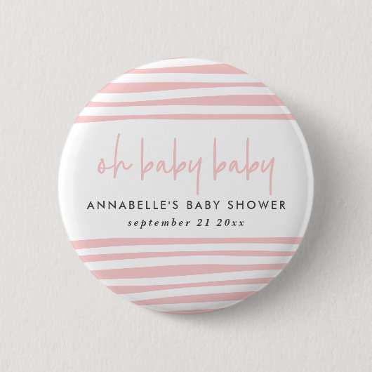 Twin baby dusche pink mädchen moderne typografie P Button (Vorderseite)