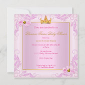 Twin Baby Dusche Princess Tiara Girl Pink Ethnic Einladung (Rückseite)