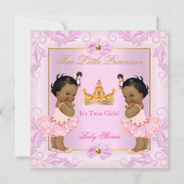 Twin Baby Dusche Princess Tiara Girl Pink Ethnic Einladung