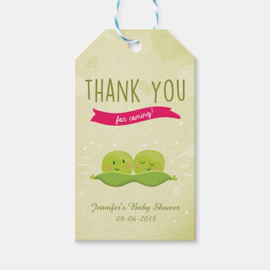 Twin Baby Dusche Zwei Erbsen in einem Pod Geschenk Geschenkanhänger (Vorderseite)