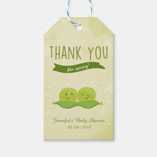 Twin Baby Dusche Zwei Erbsen in einem Pod Geschenk Geschenkanhänger (Vorderseite)