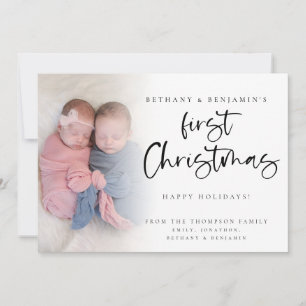 Twin Baby First Christmas Foto 2024 Kalender Feiertagskarte