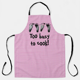 Twin Baby Footprints On Gingham Schürze