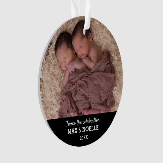 Twin Baby Foto | Unser erstes Weihnachten Ornament (Vorderseite)