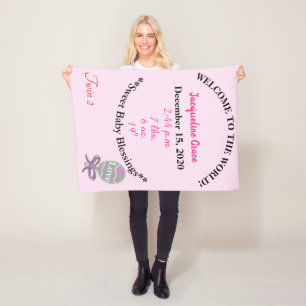 Twin Baby Girl Pink White Baby Stats Fleecedecke