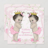 Twin Baby Girl Shower Einladung (Vorne/Hinten)