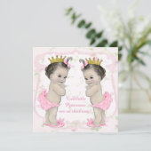 Twin Baby Girl Shower Einladung (Stehend Vorderseite)