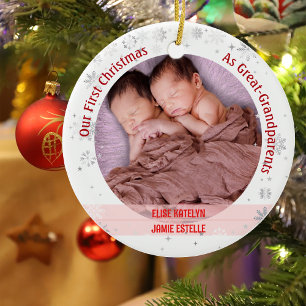 Twin Baby Girls 1. Weihnachten Großeltern Fotos Keramik Ornament