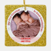 Twin Baby Girls 1. Weihnachten Großeltern Fotos Keramikornament (Vorderseite)