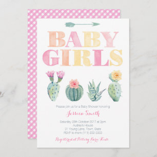 Twin Baby Girls Desert Cactus Baby Shower Einladung