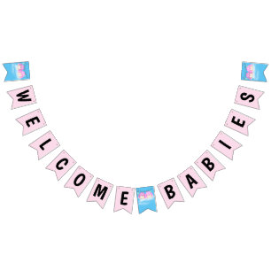Twin Baby Girls Dusche Wimpelkette