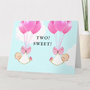 Twin Baby Girls Glückwunschs Karte