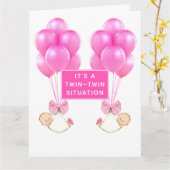 Twin Baby Girls Glückwunschs Karte (Gelbe Blume)