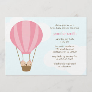 Twin Baby Girls in einer Pink Balloon Baby Dusche Einladung