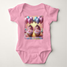 Twin Baby Girls in Pastellblasen und Ribbons