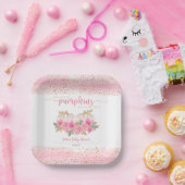 Twin Baby Girls Pumpkin Pink Gold Dusche Gefallen Pappteller (Party)