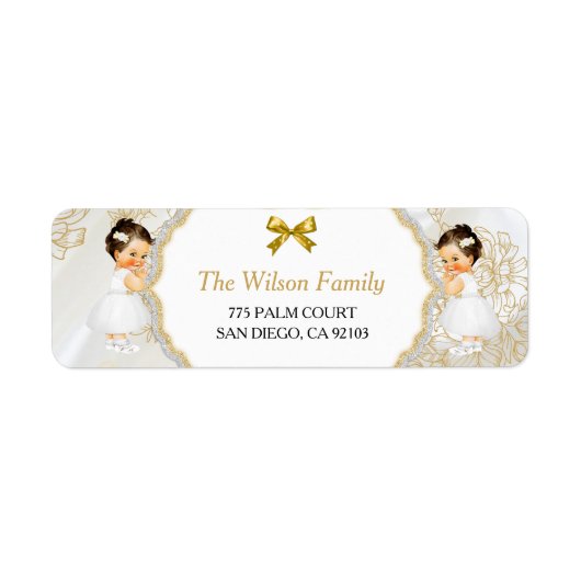 Twin Baby Girls Taufe Christening Gold White (Vorne)