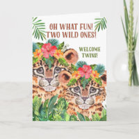 Twin Baby Glückwunsch Cheetah Jungle Thema