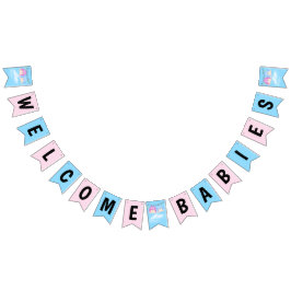 Twin Baby Goy and Girl on Clothesline Wimpelkette